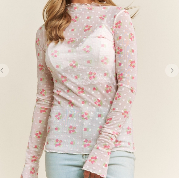 Tops - G10 PLUS MESH FLORAL PRINT LAYERING TOP